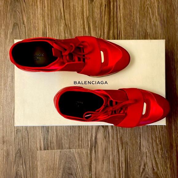 Balenciaga Shoes - BALENCIAGA Red Calfskin Women’s Sneaker size 38